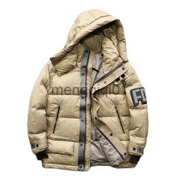 Men's Down Parkas Grey Duck Down Jacket Men Hoodie Loose Fit Cargo Work Coat Winter New Casual Windproof Waterproof Thick Warm Overcoat J231107