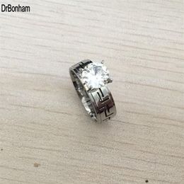 1 2 ct CZ Diamonds Rings For Women punk Fashion Jewelry stailess steel Rings Trendy Statement Female Luxury Silver Color Ring 306v