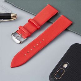 Genuine Leather Watch Strap 16 18 20 22mm Red White Brown Black Calfskin Leather Watchband Watch Accessories Wristband