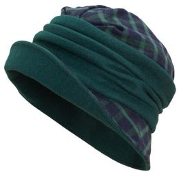 Wide Brim Hats Womens 1920s Flappers Vintage Style Tartan Plaid Wool Blend Cloche Bucket A501