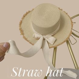 Ladies Beach Straw Hat Summer Big Bow Caps Woven Wide Brim Hat Vacation Sun Protection Caps Sun Hat Wholesale