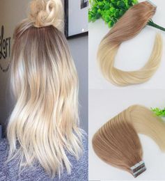 Two Tone Tape in Human Hair Extensions 18613 Ombre Blonde Seamless Brazilian Virgin Human Hair Skin Weft Slik Straight100g 40pcs4675502