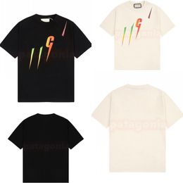 Men Womens Summer T Shirt Mens Rainbow Letter Print Tees Streetwear Short Sleeve Clothing Size XS-L