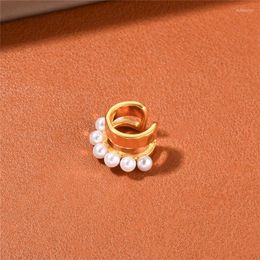 Backs Earrings Ins Niche Design Double-Layer Metal Pearl Ear Clip Senior Simple Fashion Temperament Jewelry Accessories