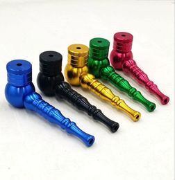 Newest Aluminium Smoking Pipe with Cover Metal Mesh Tobacco Dry Herb Hand Philtre Hammer Spoon Pipes Tools 5 Colours 12 LL