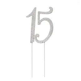 Cake Tools 15th Topper Silver Quinceanera Rhinestone Decoration For Birthday Or Anniversary Party Years