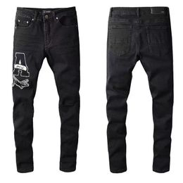 Women Italy Style Designer Men Jeans Letter Quality Top White Black Rock Revival Trousers Biker Pants Man Pant Hole Embroidery Mens Womens s s