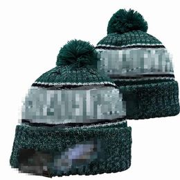Men Knitted Cuffed Pom Philadelphia Beanies PHI Bobble Hats Sport Knit Hat Striped Sideline Wool Warm BasEball Beanies Cap For Women A19