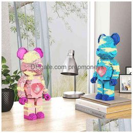 Blocks Jk Net Red Love Violent Bear Series Assemble Building Block Toy Model Bricks With Lighting Set Anti Toys For Kids Gift G220524 Dhnil