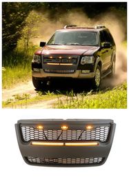 Offroad Exterior Parts Front Grill Racing Grills Upper Grid W/Emblem Fit For Ford Explorer 2006-2010 Bumper Grille W/LED Lights