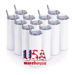 US CA 2 Days Delivery 20 Oz Straight Stainless Steel Vacuum Water Bottles Insulated Car Mugs Sublimation Blank Tumblers Cups In Bulk 1107