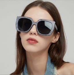 Fashion ai eyewear New Large Frame Imitation Diamond Sunglasses Personalized Street Photo Square Sunglasses Female