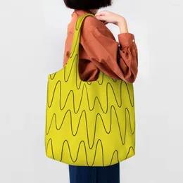 Shopping Bags Sound Waves Sunflower Yellow Tote Reusable Street Art Eldridge Canvas Groceries Shoulder Shopper Handbags