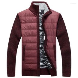 Men's Jackets Autumn Winter Cardigan Zippered Sweater Plush Thickened Standing Collar Knitwear Loose Casual Warm Knit Jacket Large Coat