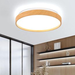 Ceiling Lights Ultra Thin Led Light Round Wood Grain Lamps For Living Room 220V 240V Bedroom Home Decor