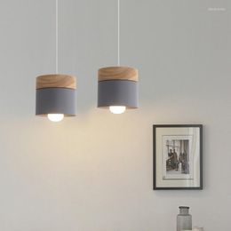 Pendant Lamps Nordic Led E27 Iron Wood Lights Living Dining Room Villa Foyer Minimalist Home Decor Loft Light Fixture