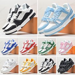 High Quality flat Sneaker Virgil Trainer Casual Shoes Denim Canvas Leather Abloh White Green Red Blue Letter Overlays fashion Platform mens womens Low trainers