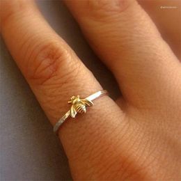 Cluster Rings Little Bee Ring For Women Europe And America Small Fresh Plated 925 Silver Gold Colour