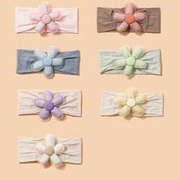 New Fashion Flower Nylon Headbands Baby Solid Nylon Head Wraps Children Girls DIY Hair Accessories