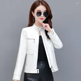 Women's Leather Large Size 3XL 4XL White Jacket Women Coat 2023 Spring Fashion Motorcycle Clothing Female Outerwear