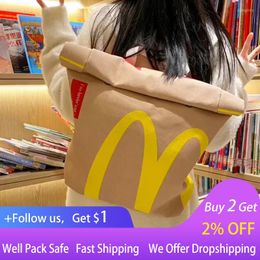 Storage Bags Funny Cute Cartoon French Fries Packaging Student Woman Schoolbag Canvas Backpack Large Capacity Messenger Bag HandBags