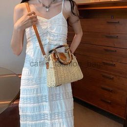 Shoulder Bags Handbags 2023 Summer Women Bamboo Weave Straw Tote Bag 2023 New Bags Female andmade Lady Crossbody Bagcatlin_fashion_bags