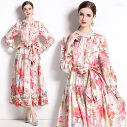 Casual Dresses Premium Candy Color Fragmented Flowers Extra Long Large Dress Pastoral Fairy Temperament Spring Women's Clothing