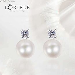 Stud LORIELE 9mm Freshwater Cultured Pearl Bridesmaid Stud Earrings With Moissanite Top Sterling Silver Ear Studs Wedding Jewelry YQ231107