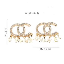 20Style 18K Gold Plated Dangle Designers Double Letters Stud Earrings Luxury Brand Women Rhinestone Pearl Tassels Earring for Wedd316c