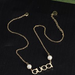 Pearl Letter Pendant Silver Gold Chain Necklace Fashion Bracelet Letter Water Droplet Pearl Earring Ring Wedding Jewellery With Box GS18