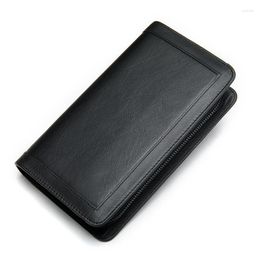 Wallets Men With Coin Pocket Long Leather Purse For Business Male Wallet Double Zipper Vintage Large