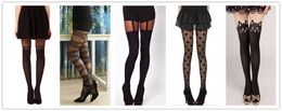 5 PC Sexy Socks Black Women Temptation Sheer Mock Suspender Tights Cat Pantyhose Stockings Cool Mock Over The Knee Sheer Tights 5 Styles Hot Z0407