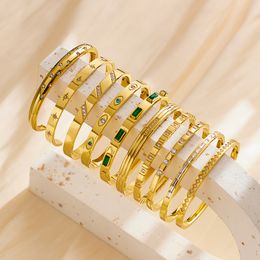 ins Wind light luxury Bangles zircon gold titanium steel bracelet designer retro fashion all-match diamond-encrusted women's bracelet