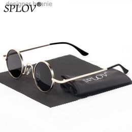 Sunglasses SPLOV Vintage R Sunglasses Men Women Steam Punk Style Hip-Hop Small Round Metal Frame Eyewear Retro Gafas De Sol No CaseL231107