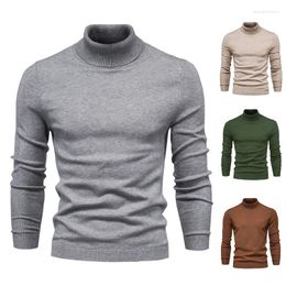 Men's Sweaters Autumn Winter Men Turtleneck Pullover Long Sleeve Knitted Top Black Gray White Yellow Navy