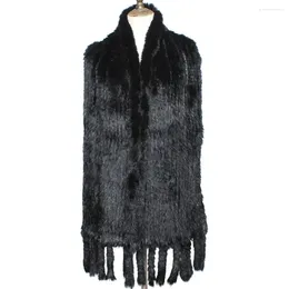 Scarves Winter Women Knitted Tassel Fur Scarf Shawl Warm Soft Natural Real Fashion Long