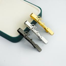 Personalized Men's Tie Clip Diy French Style Stainless Steel Polished Name Tie Clip Father's Day Gift