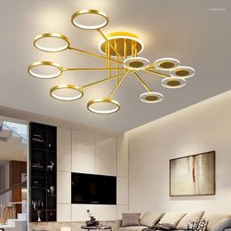 Ceiling Lights Modern LED Dining Room Living Bedroom Gold Black Circle Indoor Lighting