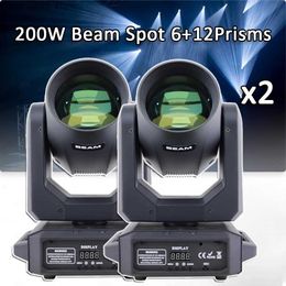 Moving Head Lights 2Pcs/Lot Professional DJ Stage Lighting Equipment Moving Head 200W LED Spot Lyre Gobo Projector Lights For Disco Bar Party Show Q231107