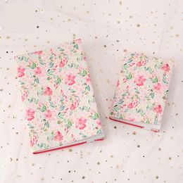 Notepads A5/A6 Pink Floral Fabric Journal Notebook Cover Kinbor Refill Book Protective Case Adjustable Cute Planners Agenda Grid NotepadNote