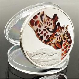 Arts and CraftsGiraffe coins Maternal love commemorative coin Colour silver coins