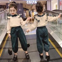 Clothing Sets Kids Girls Clothing Sets 2023 Autumn Long Sleeve Wide Leg Pants 2PCS Children's Clothes Teenage Years R231107
