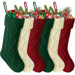 Christmas Stockings 18 Inches Large Personalised Knitted Christmas Stockings Decorations for Fireplace Xmas Tree Family Holiday Party Decor