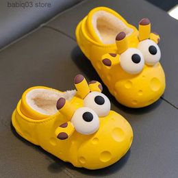 Slipper Children's Cotton Slippers Winter New Warm Waterproof Sole Plush Cotton Boys and Girls Indoor Non-slip Cute Home Cotton Shoes T231107