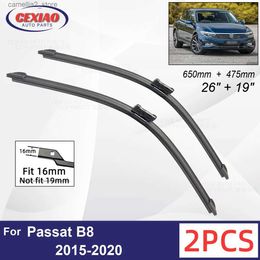 Windshield Wipers Car Wiper For VW Passat B8 2015-2020 Front Wiper Blades Soft Rubber Windscreen Wipers Auto Windshield 26"+19" 650mm + 475mm Q231107