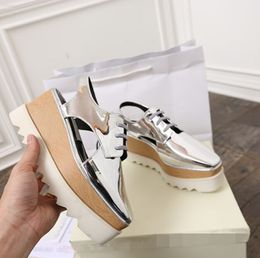 2023 Women luxury Sandals Fashion Cowhide Leather Silver Star Women Sandals Platform Lady Shoes Wedge Designer Stripe Wedge Platform Shoes