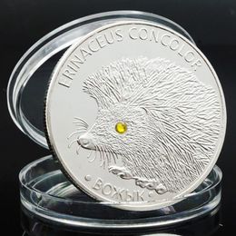 Arts and Crafts CDiamond inlaid animal coin Hedgehog commemorative coin