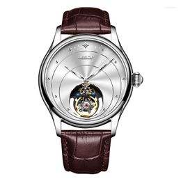 Wristwatches 42.5mm Mens AESOP Skeleton Tourbillon Mechanical Watch Sapphire Big Dial Manual Winding Machinery Movement Men Wristwatch