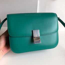 10A Tier Mirror Quality Luxurys Designer BagS Women Medium Purses 24cm Teen Polished Cowhide Leather Shoulder Crossbody Peacock Green Classic Box Bag Free Shipping