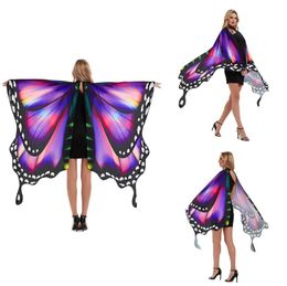 Bühnenkleidung Schal mit Schmetterlingsflügeln, Halloween-Kostüm, Damen-Umhang, Schal, weicher Stoff, Feenkostüme, Zubehör, Schal, Festival, Rave-Kleid
